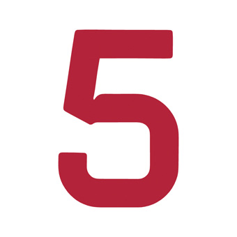 9 Inch | 235mm Polyester Insignia Red Sail Number - No 5