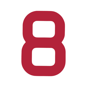 12 Inch | 308mm Polyester Insignia Red Sail Number - No 8